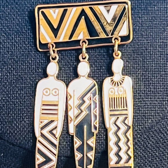 Laurel Burch Jewelry - Vintage - Signed - Laurel Burch - Tribal Spirit Brooch Pin